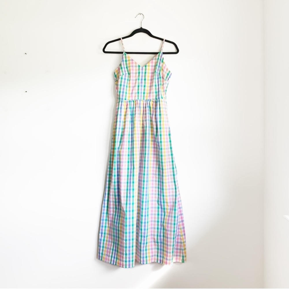 J. Crew Rainbow Gingham Cotton Maxi Dress Sundress